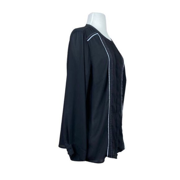 Eloquii Long Sleeve Blouse Sheer Black Plus Size 14 - Picture 2 of 5